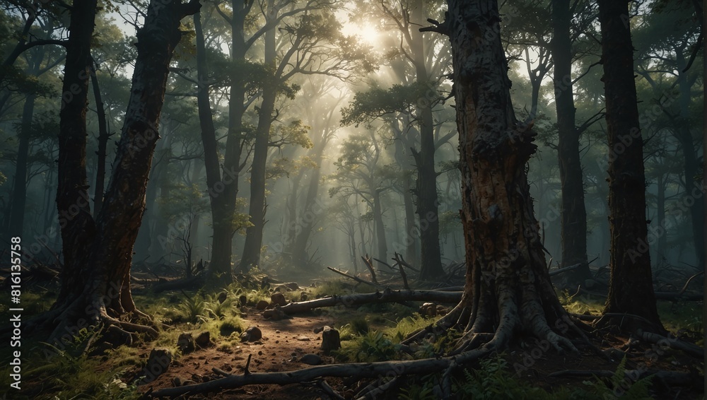 Extinct Forests Memories Lost: A solemn scene of an extinct dry forest, where once ...