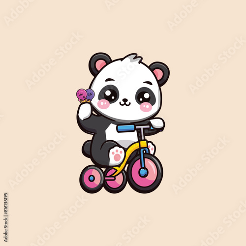 cycle panda logo design  vector logo design  illustration  