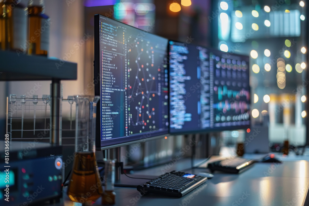 A computer monitor with a list of numbers on it A computer monitor with a list of numbers on it