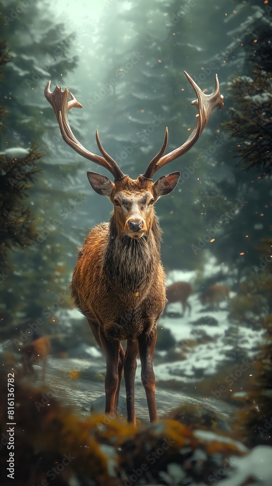Noble deer male in the fall created by ai Noble deer male in the fall created by ai