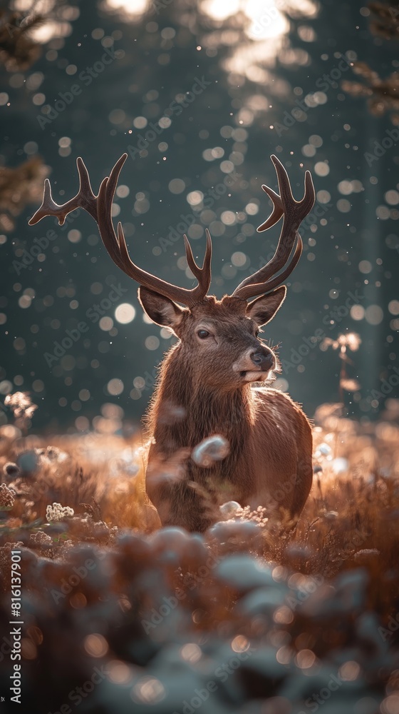 Noble deer male in the fall created by ai Noble deer male in the fall created by ai