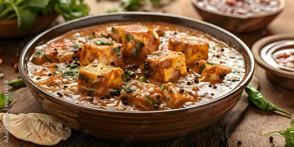 Flavorful Indian Cheese Dish with a Spicy Twist. Concept Indian Cuisine, Cheese Recipe, Spicy Flavor, Fusion Dish, Flavorful Twist