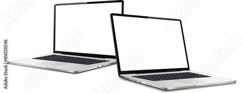 Two laptops with blank screen mock up