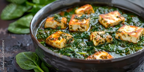 Authentic Indian Palak Paneer  A Traditional Spinach and Cheese Delight. Concept Indian Cuisine  Palak Paneer  Traditional Recipes  Spinach Dishes  Cheese Delights