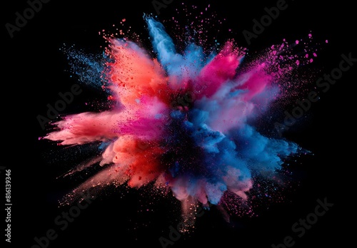 A powerful image showing a colorful abstract explosion, ideal as a dramatic wallpaper or background with potential to be a best-seller due to its striking abstract appeal photo