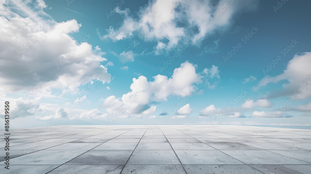 Nice Blue Sky with Floor Background with Beautiful Clouds Empty Landscape : Generative AI Nice Blue Sky with Floor Background with Beautiful Clouds Empty Landscape : Generative AI