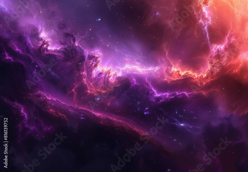 A background portraying a cosmic nebula with electric sparks captures the abstract beauty of the universe, a potential wallpaper best-seller