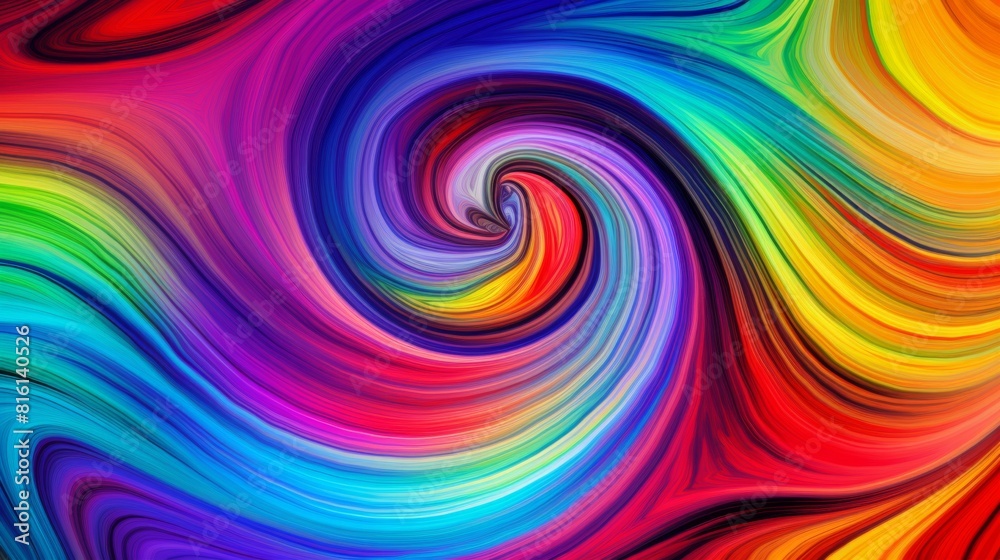 Vividly colorful abstract design featuring a hypnotic spiral pattern with a rainbow of colors Vividly colorful abstract design featuring a hypnotic spiral pattern with a rainbow of colors