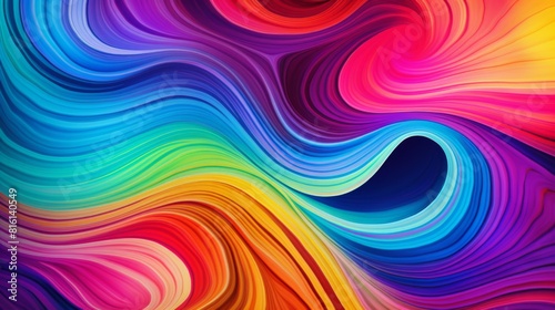 Bright and abstract representation of rainbow colors in a flowing, wave-like motion creating a dynamic look