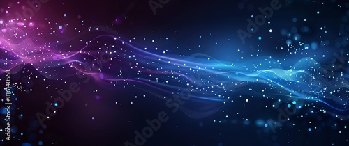 Dynamic abstract wallpaper with lines of glowing particles floating across a dark background, ideal as a best-seller photo