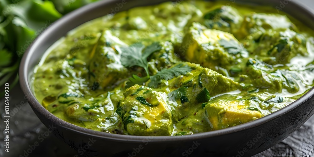How Palak Paneer Revolutionized the Culinary World. Concept Indian Cuisine, Vegetarian Delight, Creamy Spinach, Aromatic Spices, Rich Flavors How Palak Paneer Revolutionized the Culinary World. Concept Indian Cuisine, Vegetarian Delight, Creamy Spinach, Aromatic Spices, Rich Flavors