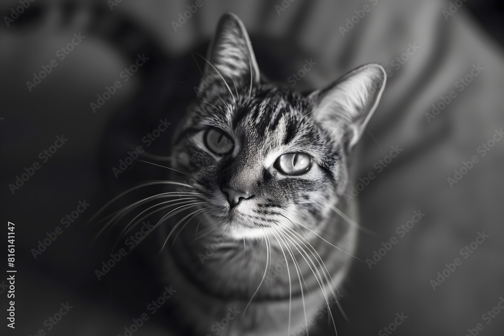 portrait of a cat, gray tabby cat