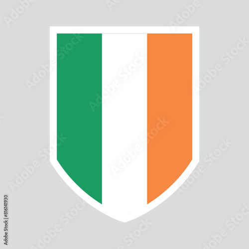 Free Download Ireland Flag in Shield Shape Frame - GFXLoad