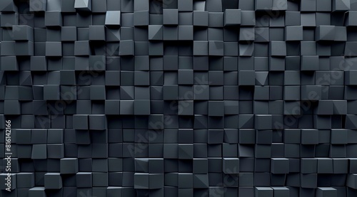 This abstract wallpaper features a pattern of 3D black cubes on a uniform background, a potentially best-seller in minimalist design photo