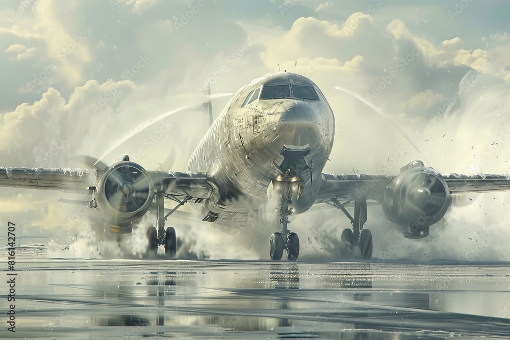 Fototapeta premium Airplane Deicing Procedure
