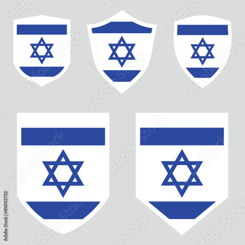 Set of Israel Flag in Shield Shape Frame