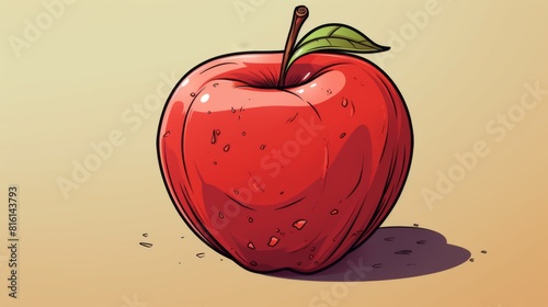 This image displays a red apple with dramatic shadows and highlights that add depth to the illustration