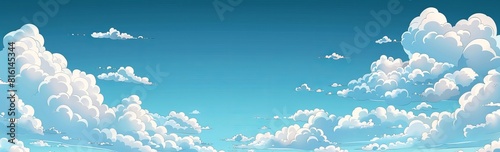 A panoramic cloud landscape under a blue sky, ideal for a serene abstract wallpaper and background best-seller photo