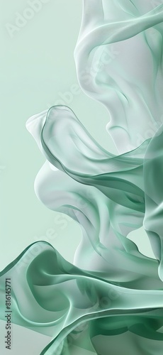 Elegant green silk material flows like a wave, perfect for an abstract wallpaper or a best-selling background