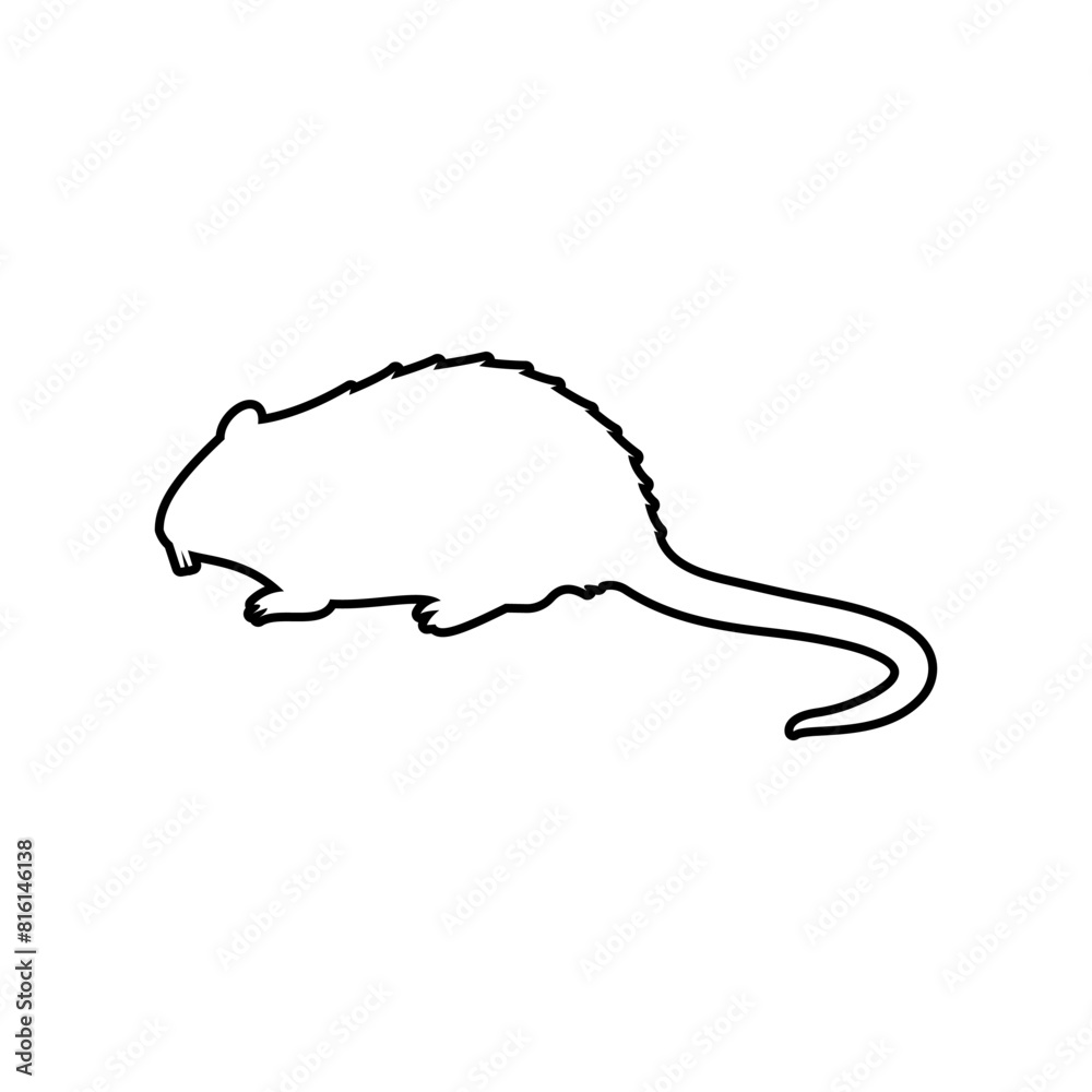 Nutria silhouette, outline icon vector. Farm nutria icon. Livestock