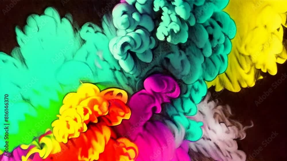 multi-colored ink spreading in water, pencil sketch 4K animation, dynamic explosion multi-colored ink spreading in water, pencil sketch 4K animation, dynamic explosion
