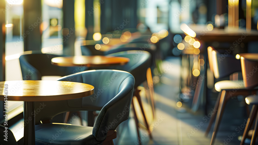 Chairs on tables in empty cafe : Generative AI