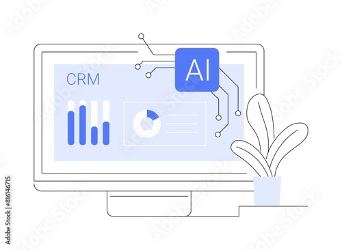 CRM with AI-Generated Insights abstract concept vector illustration.