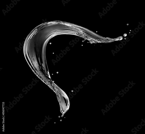 Beautiful splash of water closeup isolated on a black background