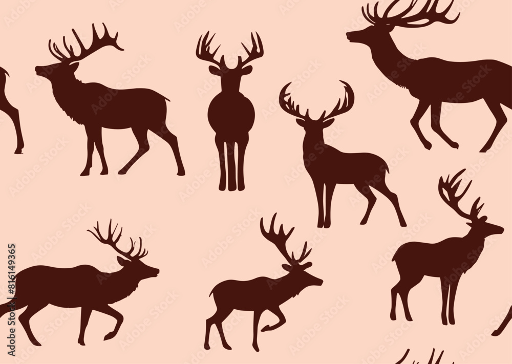 Fototapeta premium Elk animal pattern texture repeating seamless