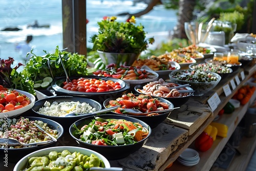 Beachside luxury salad bar at a summer beach marathon