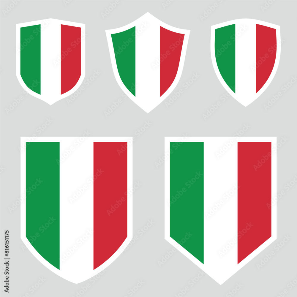 Italy Flag in Shield Shape Frame Italy Flag in Shield Shape Frame