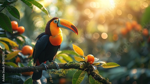 Exotic Brazilian Toucan Bird in Natural background. photo