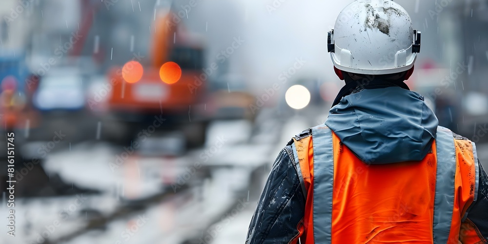 A solitary construction worker appears dejected at a construction site. Concept Construction worker, solitary, dejected, work site, emotions A solitary construction worker appears dejected at a construction site. Concept Construction worker, solitary, dejected, work site, emotions