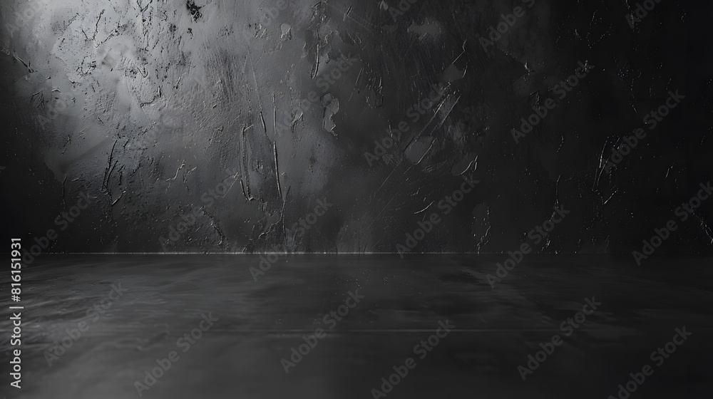 Black dark and gray abstract cement wall and studio room interior texture for display products Room black floor is made of dark plaster for interior decoration or gym for exercise : Generative AI Black dark and gray abstract cement wall and studio room interior texture for display products Room black floor is made of dark plaster for interior decoration or gym for exercise : Generative AI