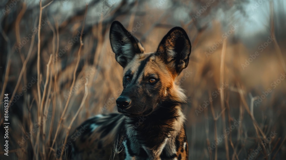 This image beautifully captures a German Shepherd's striking features with its sharp gaze against an autumn backdrop This image beautifully captures a German Shepherd's striking features with its sharp gaze against an autumn backdrop