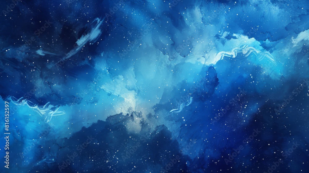 Fototapeta premium Blue Space Background With Stars and Clouds