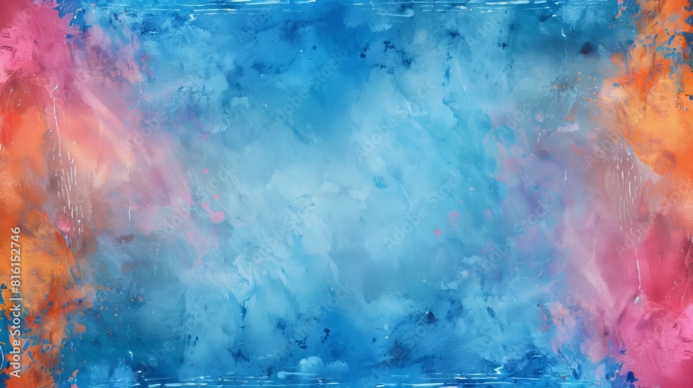 Obraz premium Abstract Painting With Blue, Orange, and Red Colors