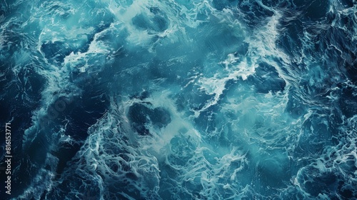 Aerial View of a Blue Ocean With Waves photo