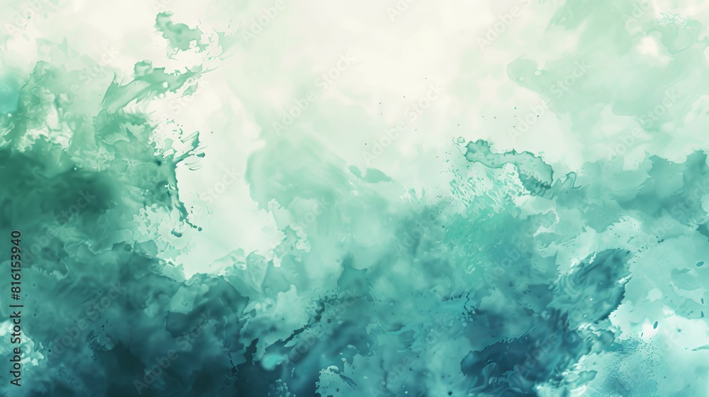 Obraz premium Blue and Green Watercolor Painting on White Background
