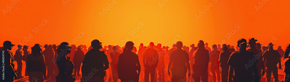 Fototapeta premium Community Engagement (Orange): Symbolizes efforts by police to engage with the community and build positive relationships, including during protests