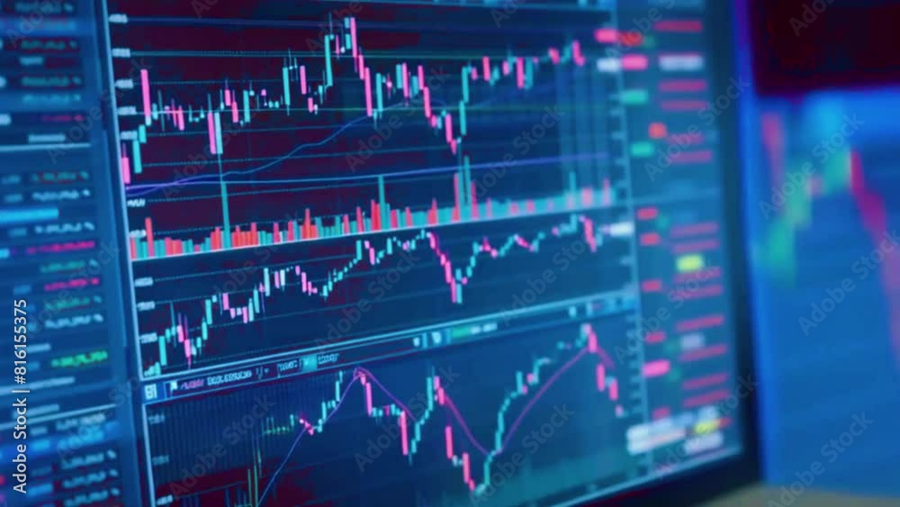 Interactive price charts showing historical data of various stocks, with options to adjust time frames and compare multiple stocks, 4K stock market graph Background High-Quality Animation Video