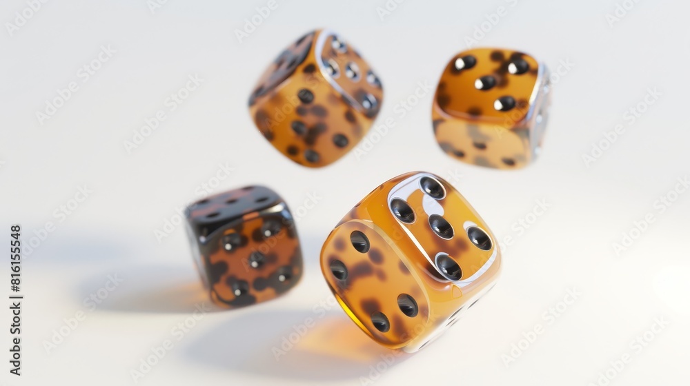 Two white six-sided dice sit isolated on a bright white background Two white six-sided dice sit isolated on a bright white background