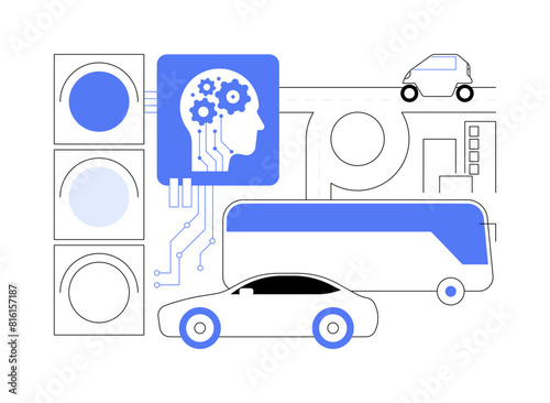 AI-Analyzed Traffic Management abstract concept vector illustration.