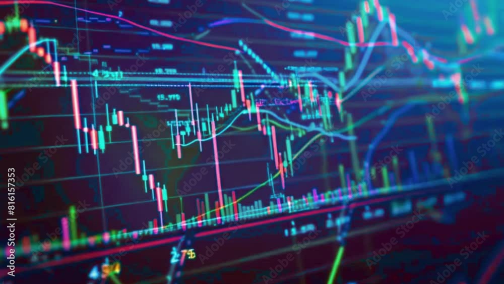 Interactive price charts showing historical data of various stocks, with options to adjust time frames and compare multiple stocks, 4K stock market graph Background High-Quality Animation Video