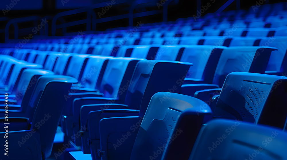 Empty blue seats in stadium : Generative AI Empty blue seats in stadium : Generative AI