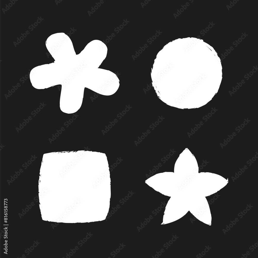 Crayon geometric shapes. Chalk square, circle, blob, star. Handwriting vector figures. Kids pencil illustration for poster, texture Crayon geometric shapes. Chalk square, circle, blob, star. Handwriting vector figures. Kids pencil illustration for poster, texture