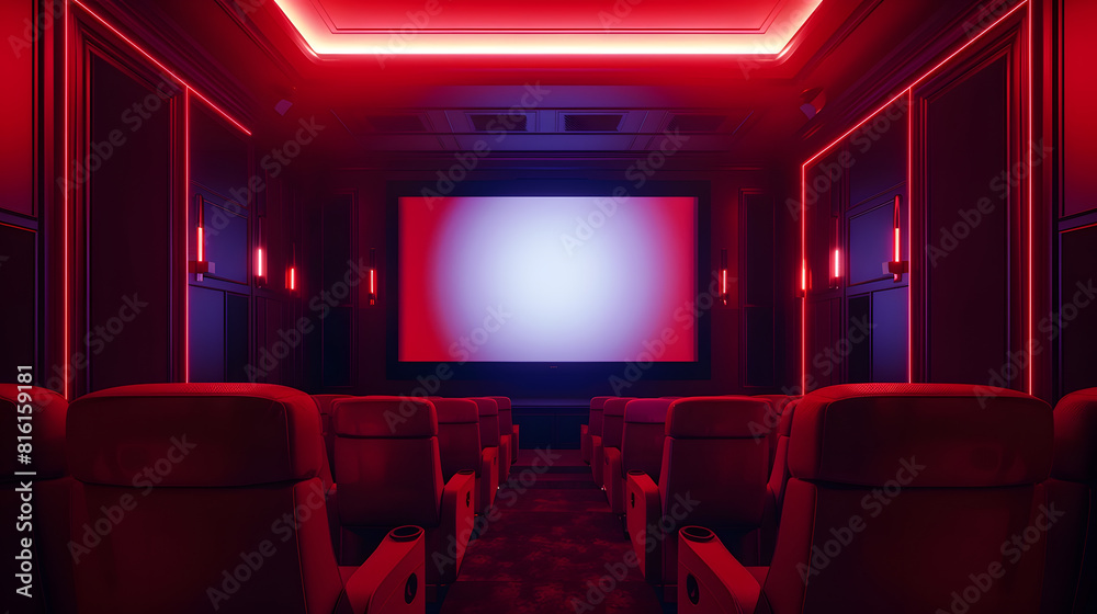 Fototapeta premium Spacious luxury front room with movie theater : Generative AI