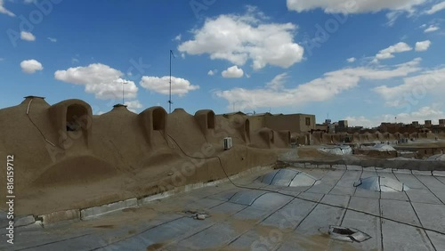 intricate mud dome ceilings in a bustling bazaar in Qom city, showcasing the ancient ventilation system designed. photo