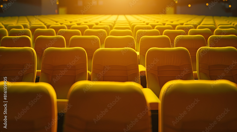 Fototapeta premium Yellow seats in empty auditorium : Generative AI