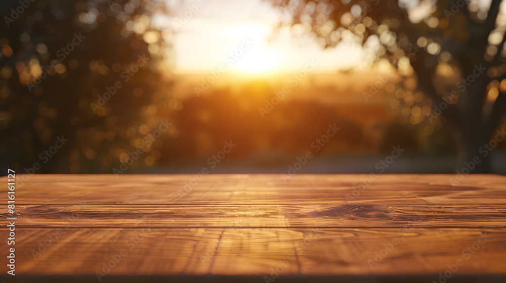 desk of wood space of free and sunset with landscape : Generative AI desk of wood space of free and sunset with landscape : Generative AI